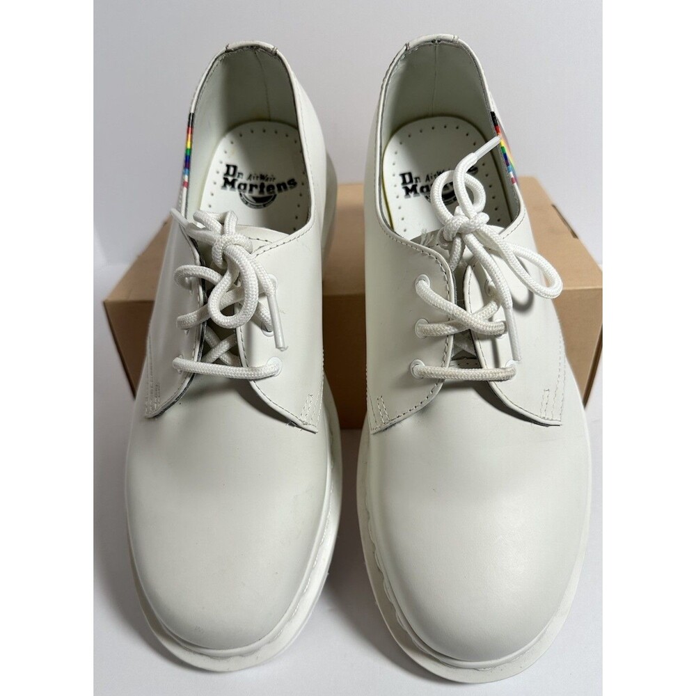 Dr Martens 1461 White Rainbow Stripe Pride Shoes Mens 9 Womens 10 - Picture 3 of 11